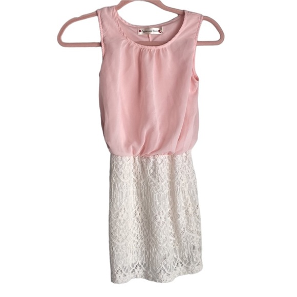 Beautiful Girls Pink and White Lace Dress size: 10 Girls  Dress - Picture 1 of 6